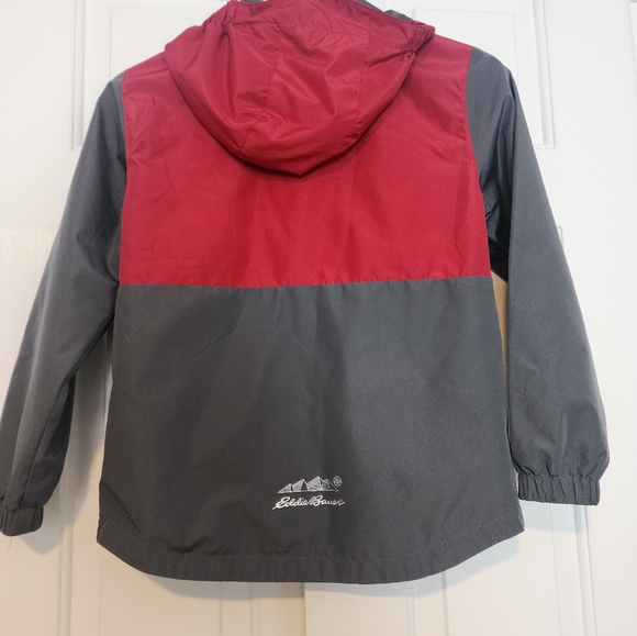 Eddie Bauer Red & Gray Zipper Hoddie Boys Windbreaker Size S 7/8 - Picture 2 of 7